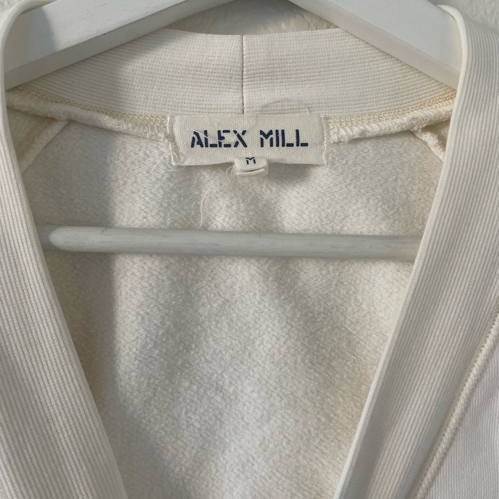 Alex Mill Davie Fleece Cardigan In Off White Size M - Picture 3 of 9